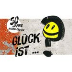 Graffiti-Design 50 Jahre Jugend Creativ mit Smiley und Text Glück ist