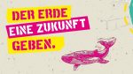 Plakatstil mit Text Der Erde eine Zukunft geben und pinkem Fisch
